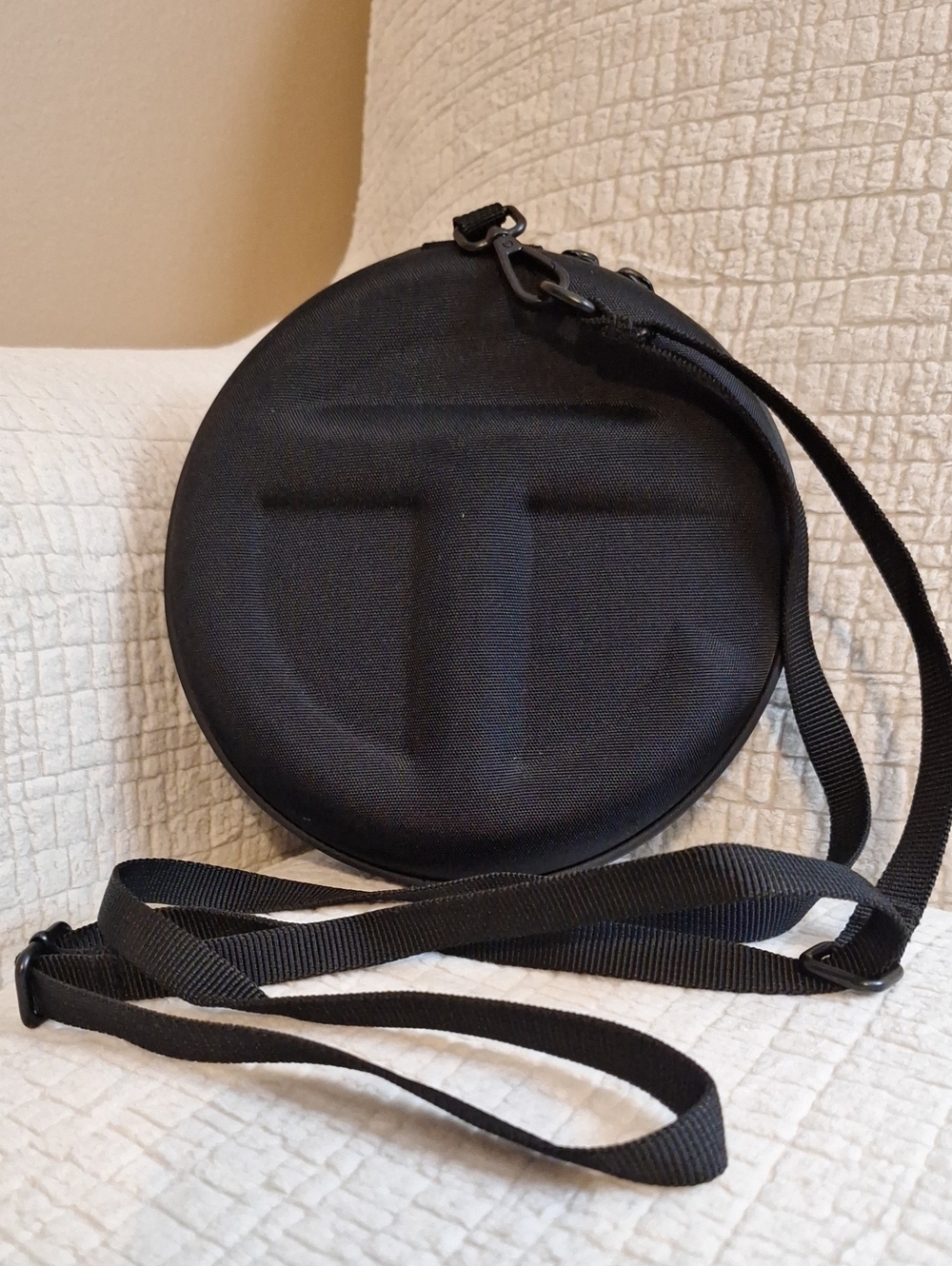 Black Round Crossbody Bag - Minimal Men's Shoulder Bag